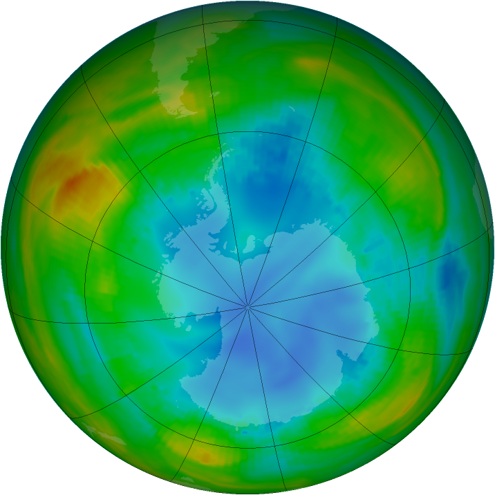 Antarctic ozone map for 09 August 1989